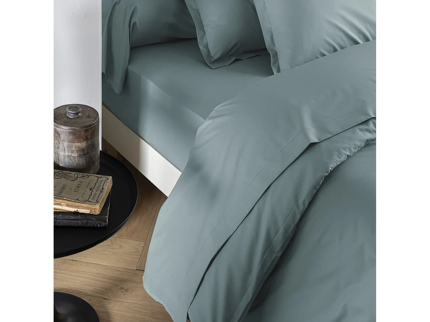 Drap plat coton percale Bleu 270x310 - SOMEO - MORPHEE