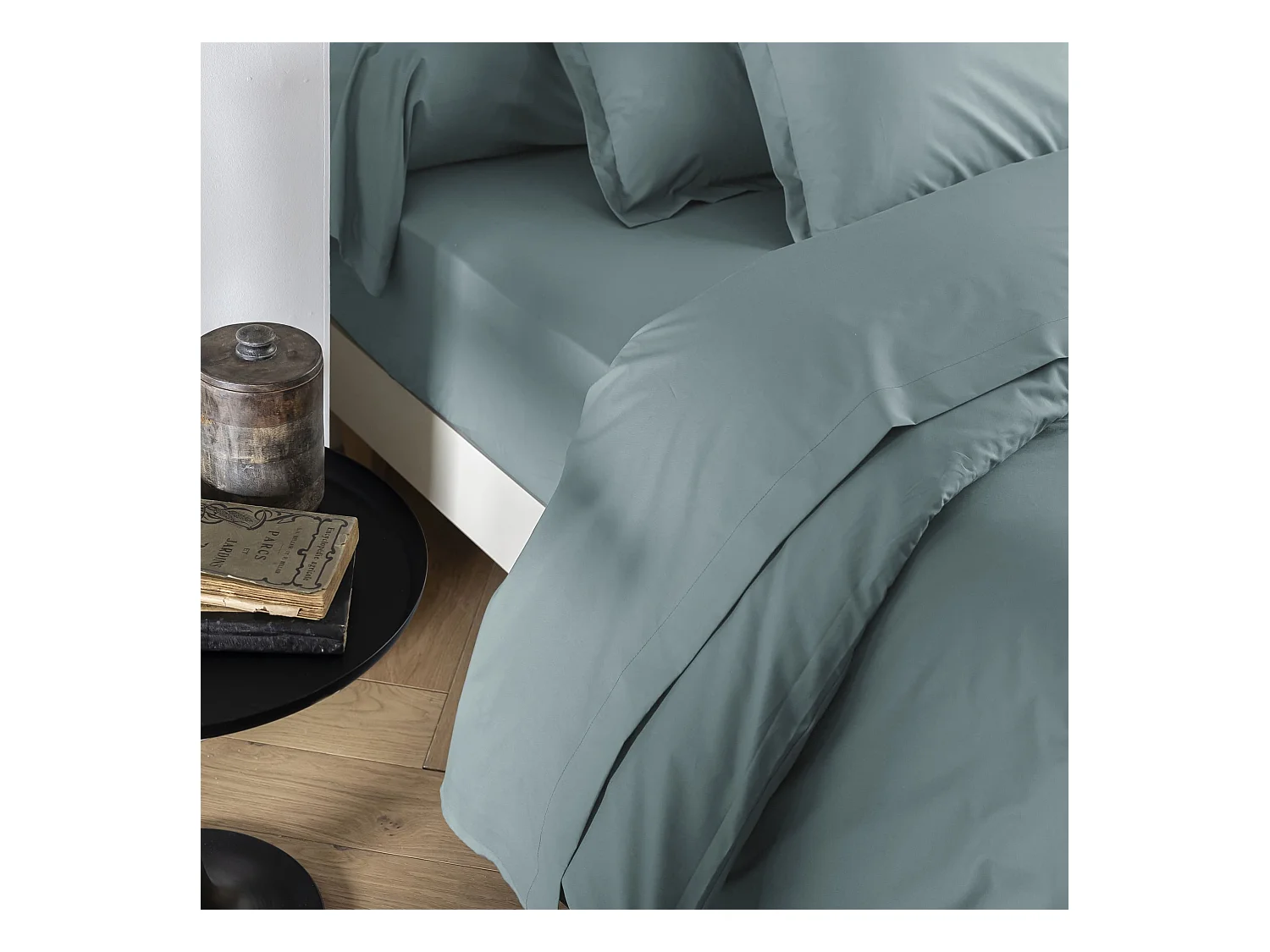 Drap plat coton percale Bleu 270x310 - SOMEO - MORPHEE
