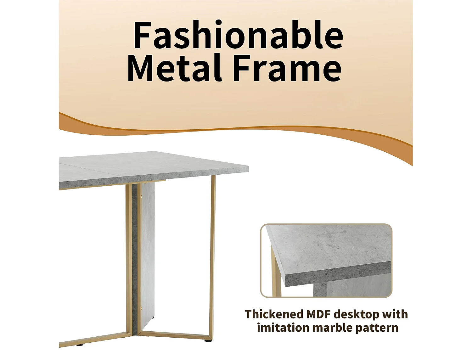 Table à manger - plateau en MDF et pieds en métal - Gris