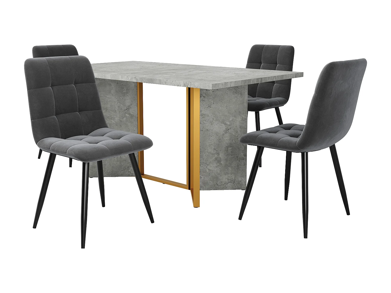 Table à manger - plateau en MDF et pieds en métal - Gris