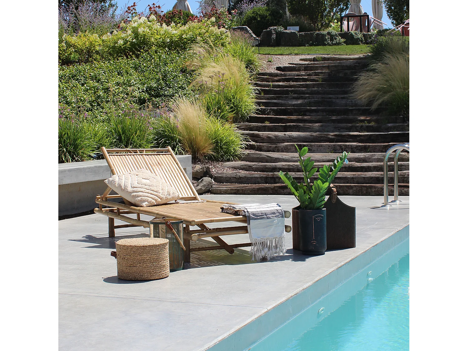 MilaniHome.it - lettino da giardino in bamboo di design per esterno giardino cm 70 l x 200 p x 30 hdi coloreMarrone chiaro