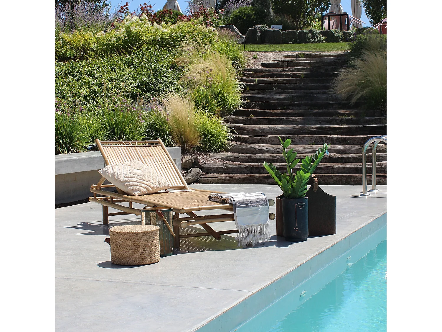 MilaniHome.it - lettino da giardino in bamboo di design per esterno giardino cm 70 l x 200 p x 30 hdi coloreMarrone chiaro