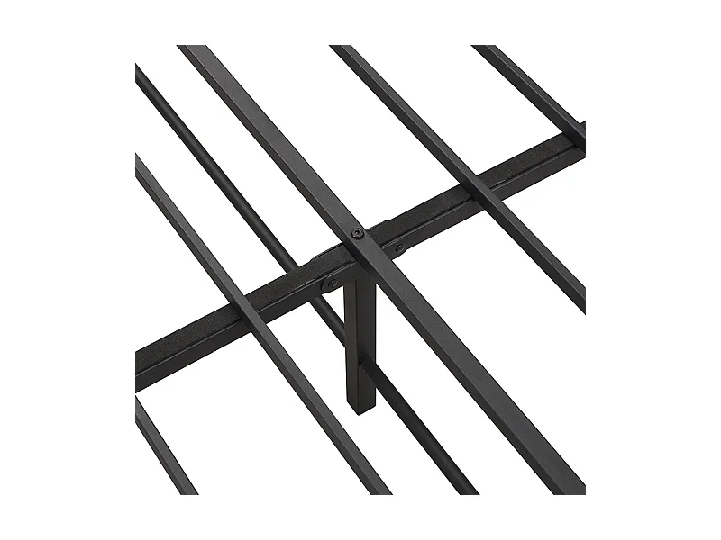 Erwachsenenbett 140 x 200 cm – Samtkopfteil mit Regalen und 3 USB-Anschlüssen – Metallrahmen – Schwarz