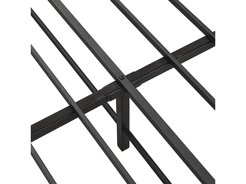 Lit adulte 140X200cm - tête en velours avec étagères et 3 ports USB - cadre en métal - Noir