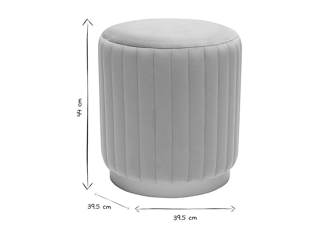 Pouf rond en velours taupe et métal doré D40 cm DONA