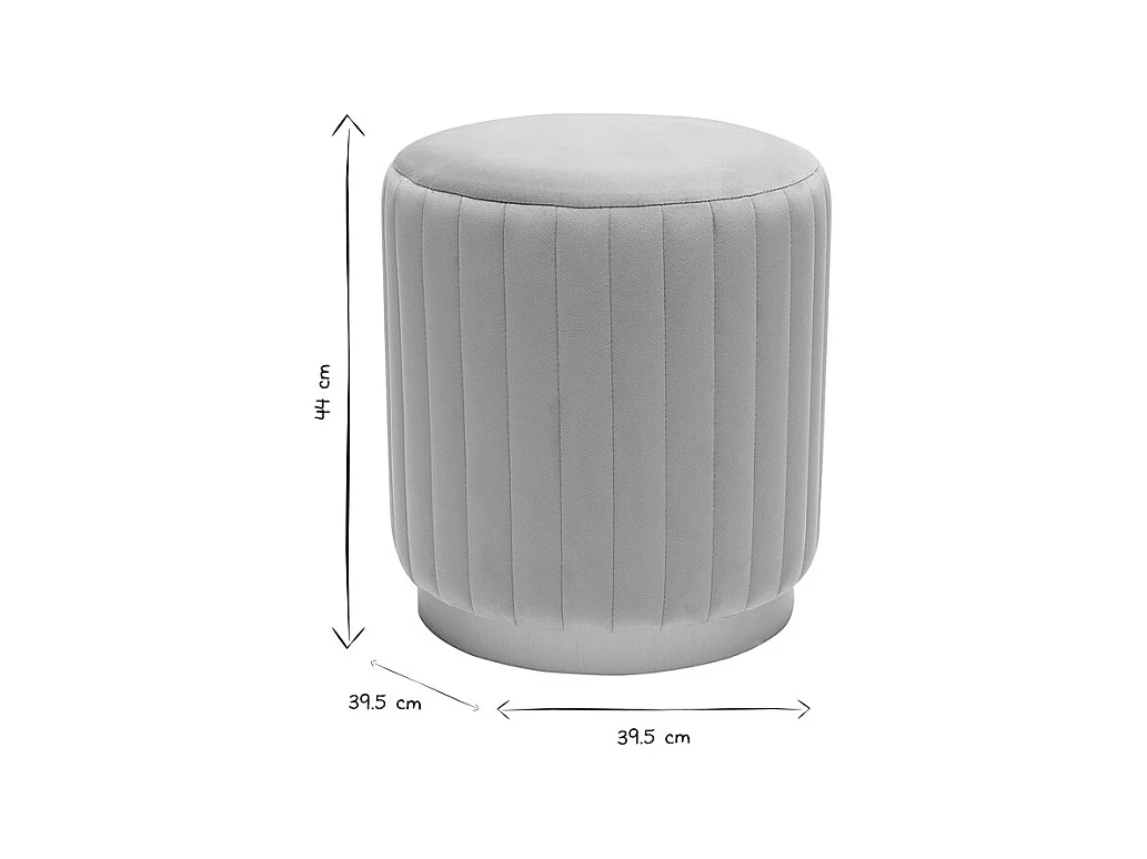 Puf redondo de terciopelo topo y metal dorado D40 cm DONA