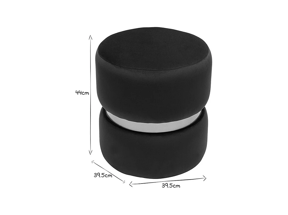 Pouf rond en velours vert foncé et métal doré D40 cm JOY