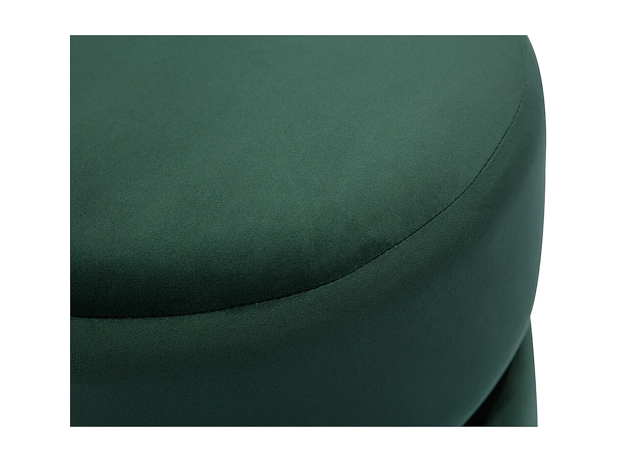 Pouf rond en velours vert foncé et métal doré D40 cm JOY