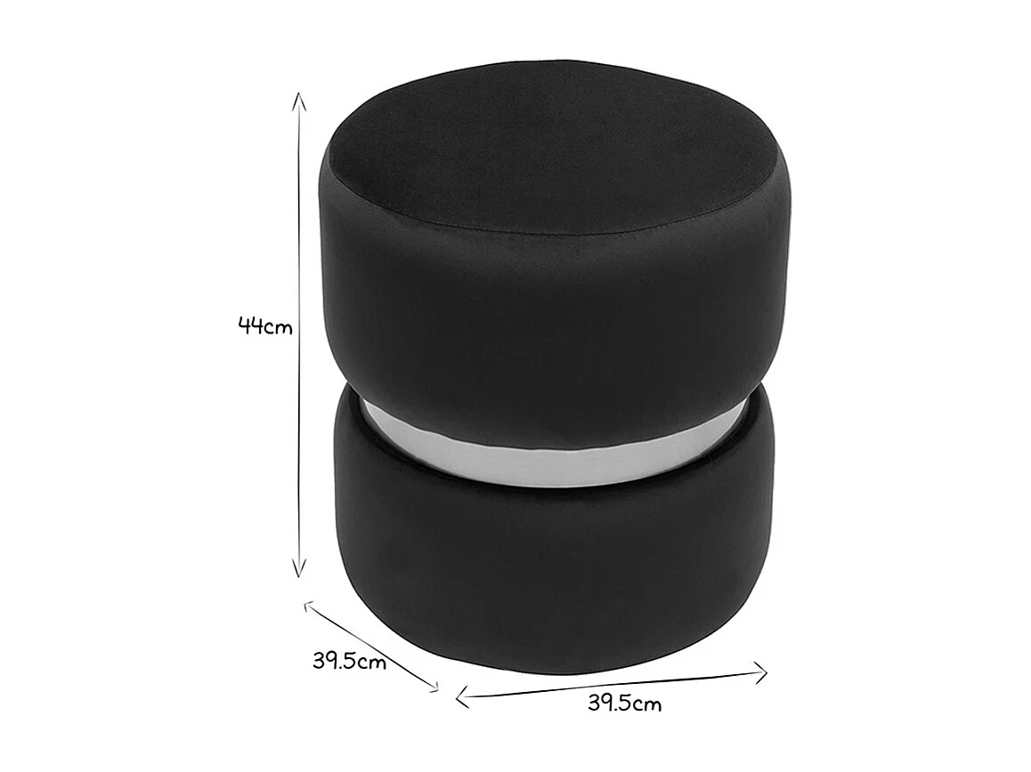 Pouf rond en velours vert foncé et métal doré D40 cm JOY