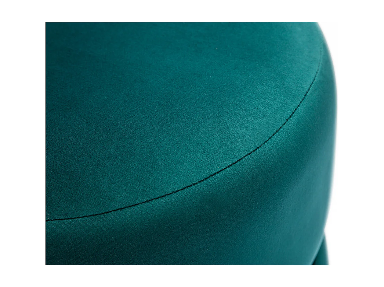 Pouf rond en velours bleu pétrole et métal doré D40 cm JOY