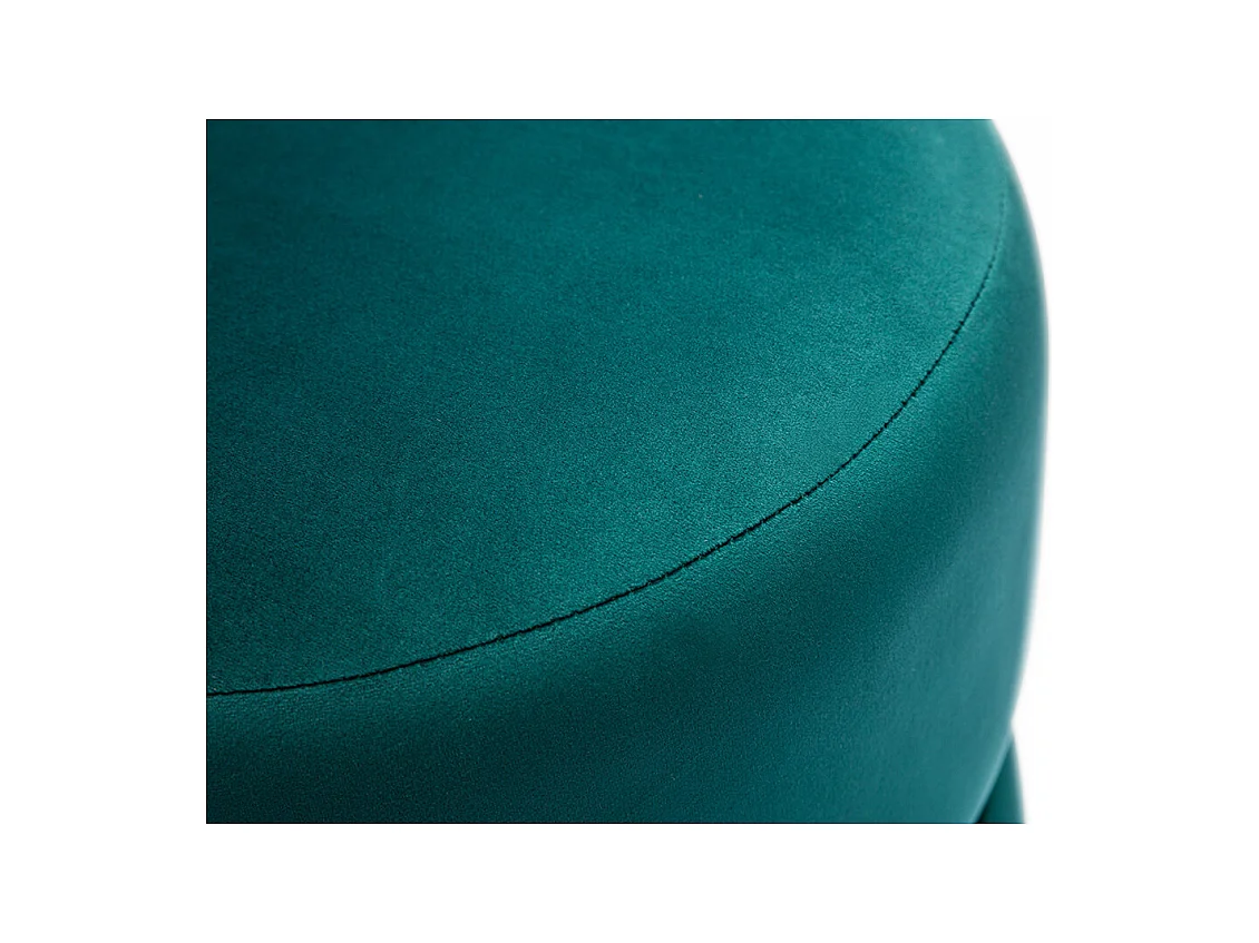 Pouf rond en velours bleu pétrole et métal doré D40 cm JOY