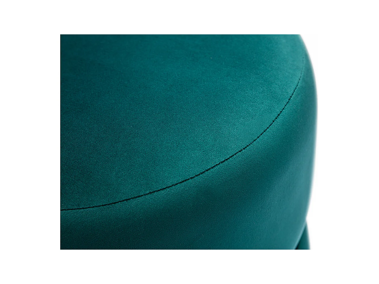 Runder Samtpouf in Petrolblau und Goldmetall D40 cm JOY