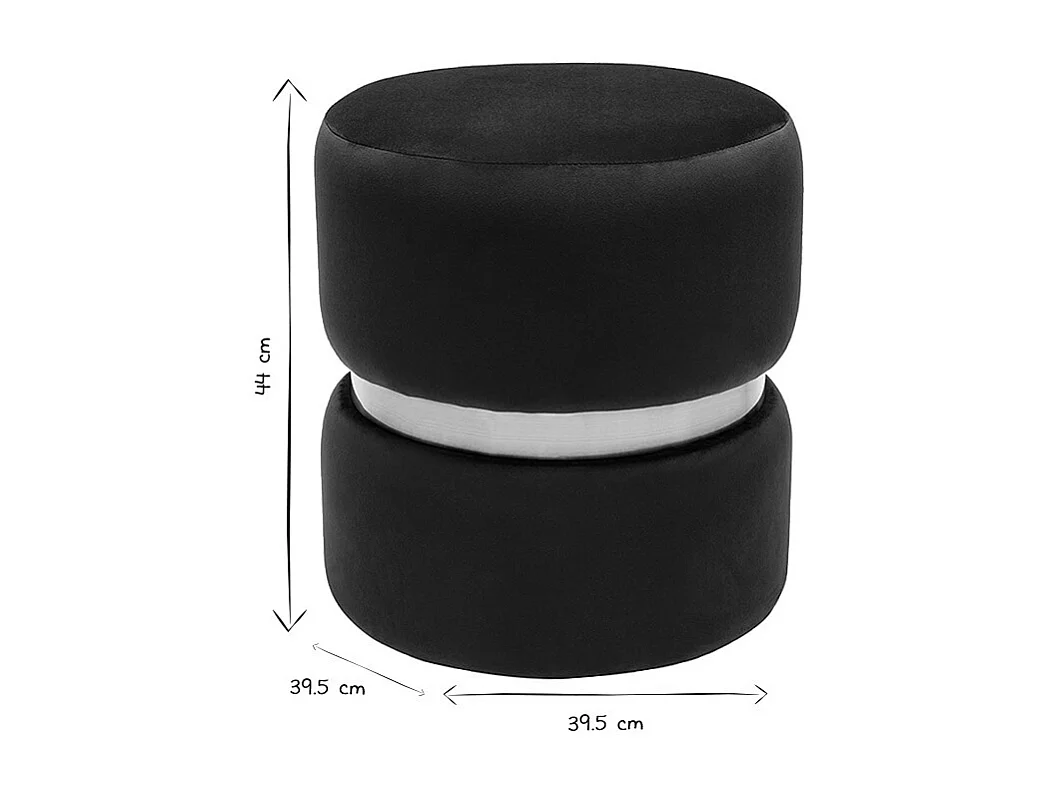 Runder Samtpouf in Petrolblau und Goldmetall D40 cm JOY