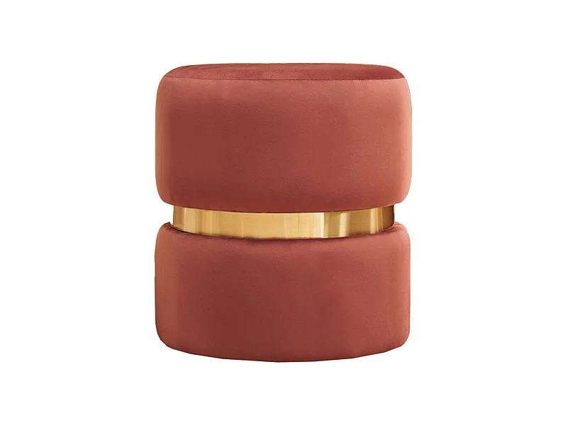 Puf redondo de terciopelo azul tomette y metal dorado D40 cm JOY