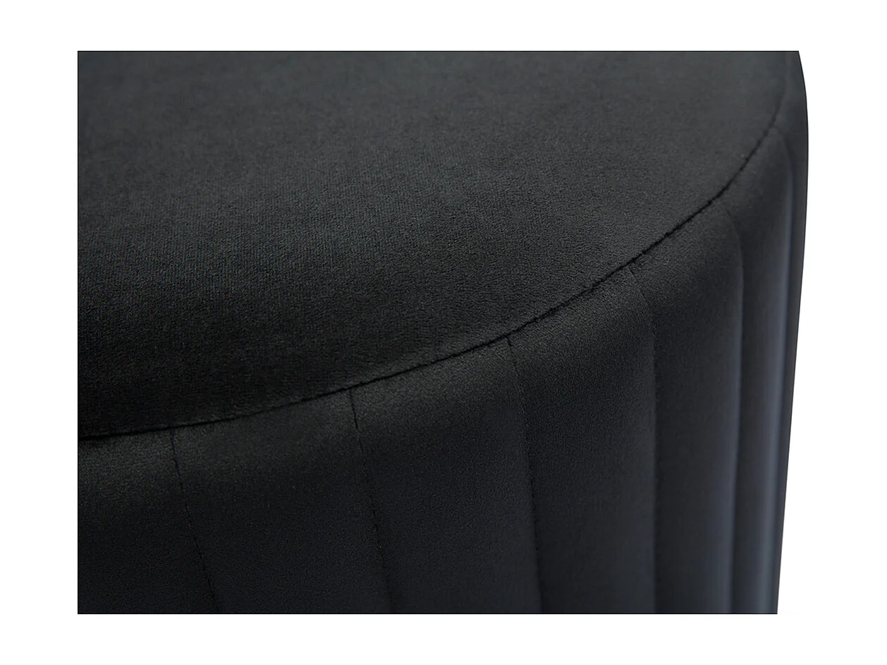 Pouf rond en velours noir et métal doré D40 cm DONA