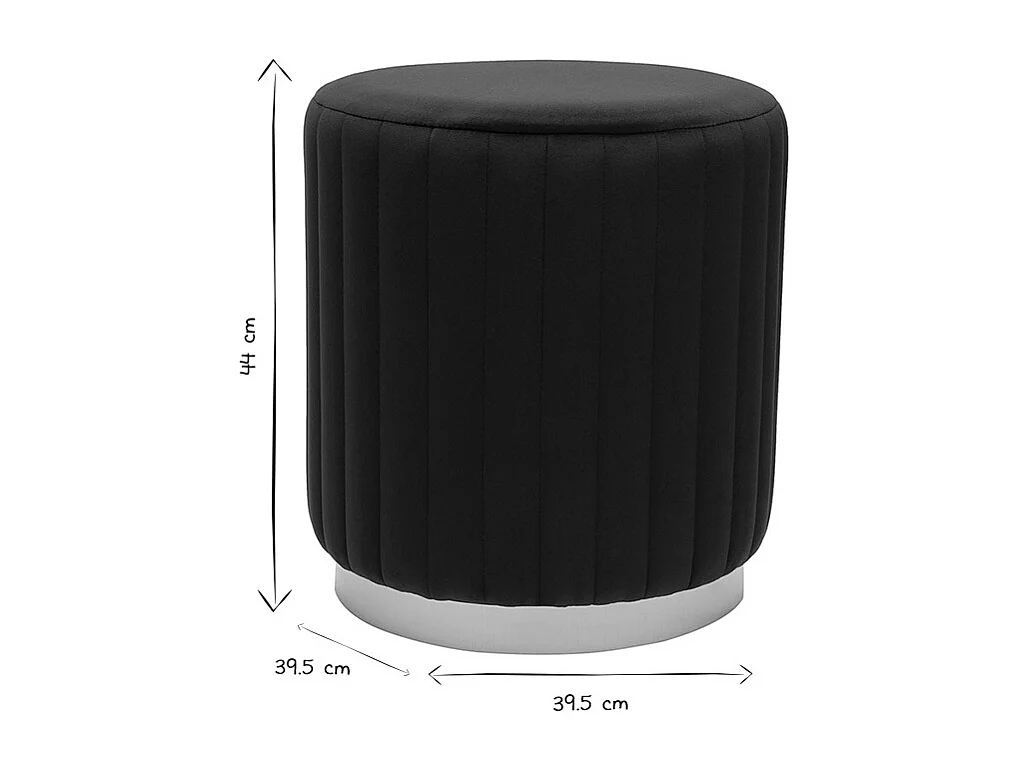 Pouf rond en velours noir et métal doré D40 cm DONA