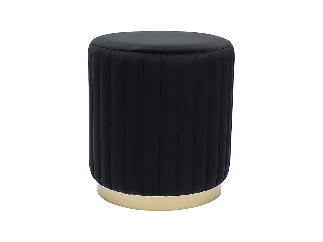 Runder Samt- und Metallpuff in Schwarz und Gold D40 cm DONA