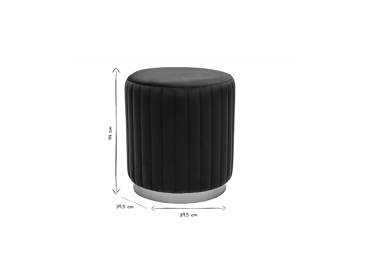 Pouf rotondo in velluto blu petrolio e metallo dorato D40 cm DONA