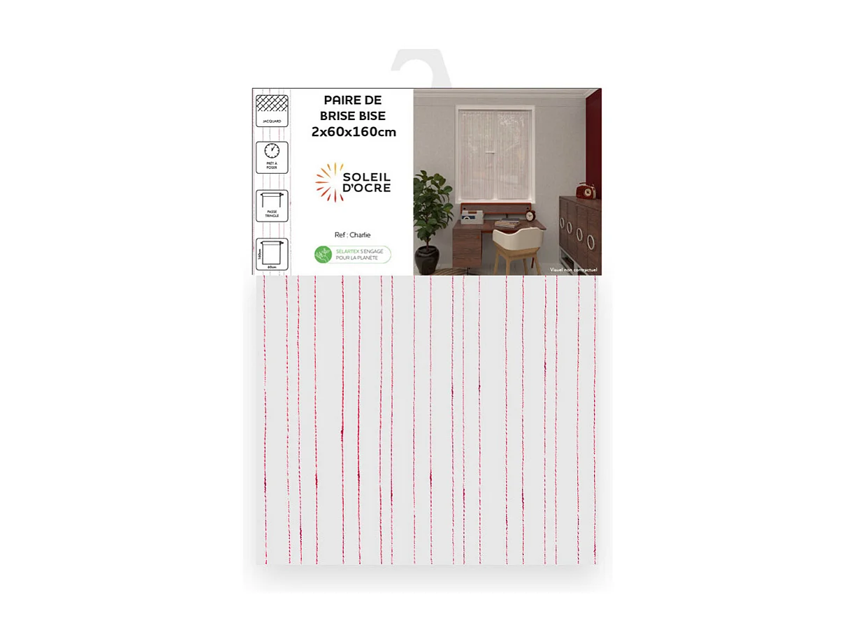 Par de visillos 60x160 cm CHARLIE, por Soleil d'Ocre