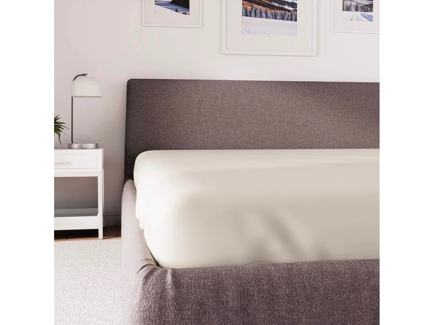 Sábana bajera de polialgodón 160x200 cm PERCALE lino, de Soleil d'ocre