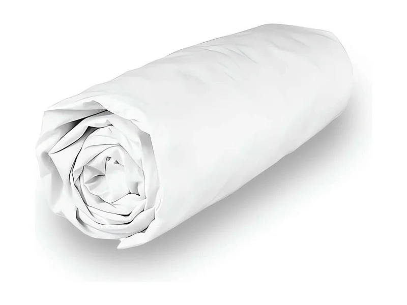 Drap housse en polycoton 160x200 cm PERCALE blanc, par Soleil d'ocre