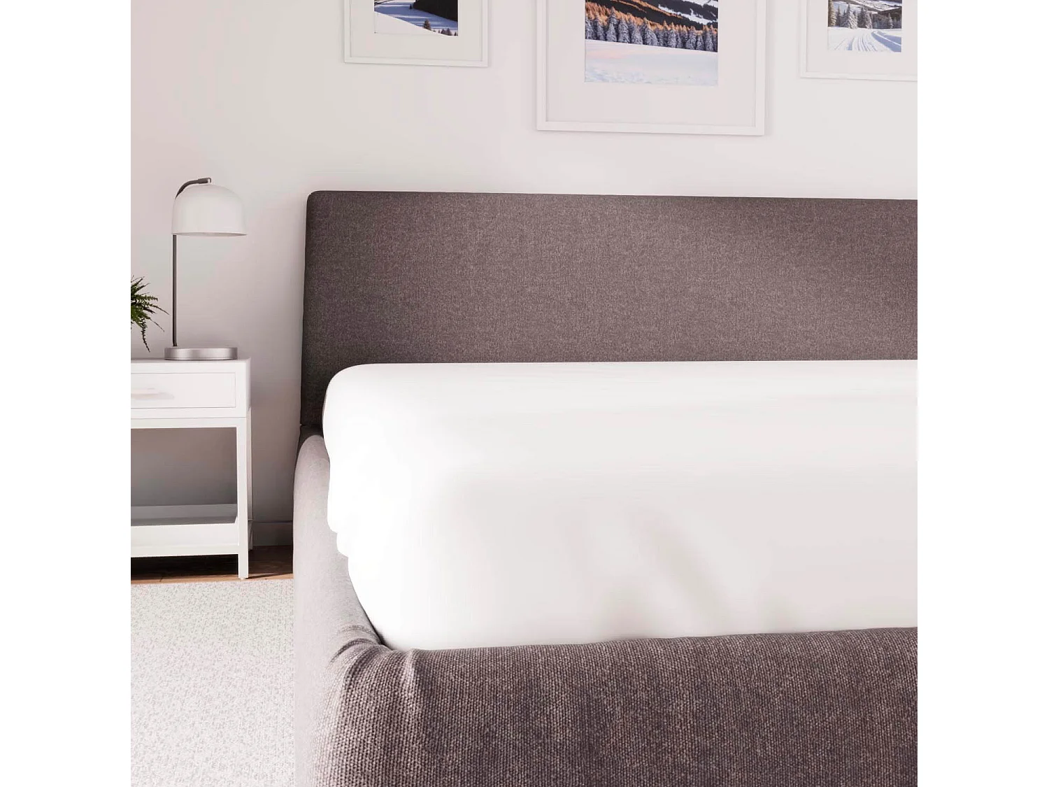 Drap housse en polycoton 160x200 cm PERCALE blanc, par Soleil d'ocre