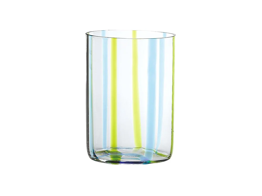 Zafferano -  Tirache Zafferano Glas aus zweifarbigem Borosilikatglas Aquamaringrün, Schachtel mit 6 Stück