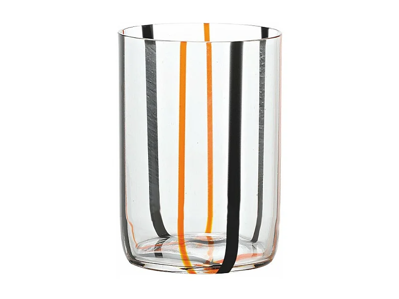 Bicchiere Tirache Zafferano in vetro borosilicato bicolore Nero-arancio box 6 pezzi