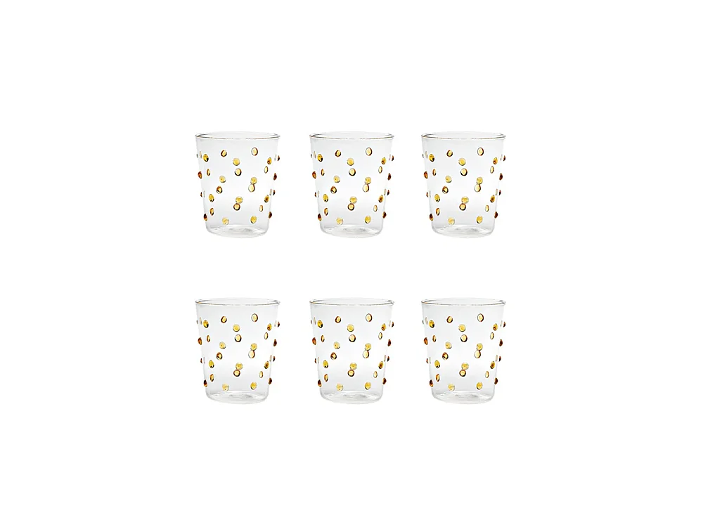 Copo Zafferano Party Tumbler Amarelo Ouro 45 cl Conjunto de 6 Peças de Vidro