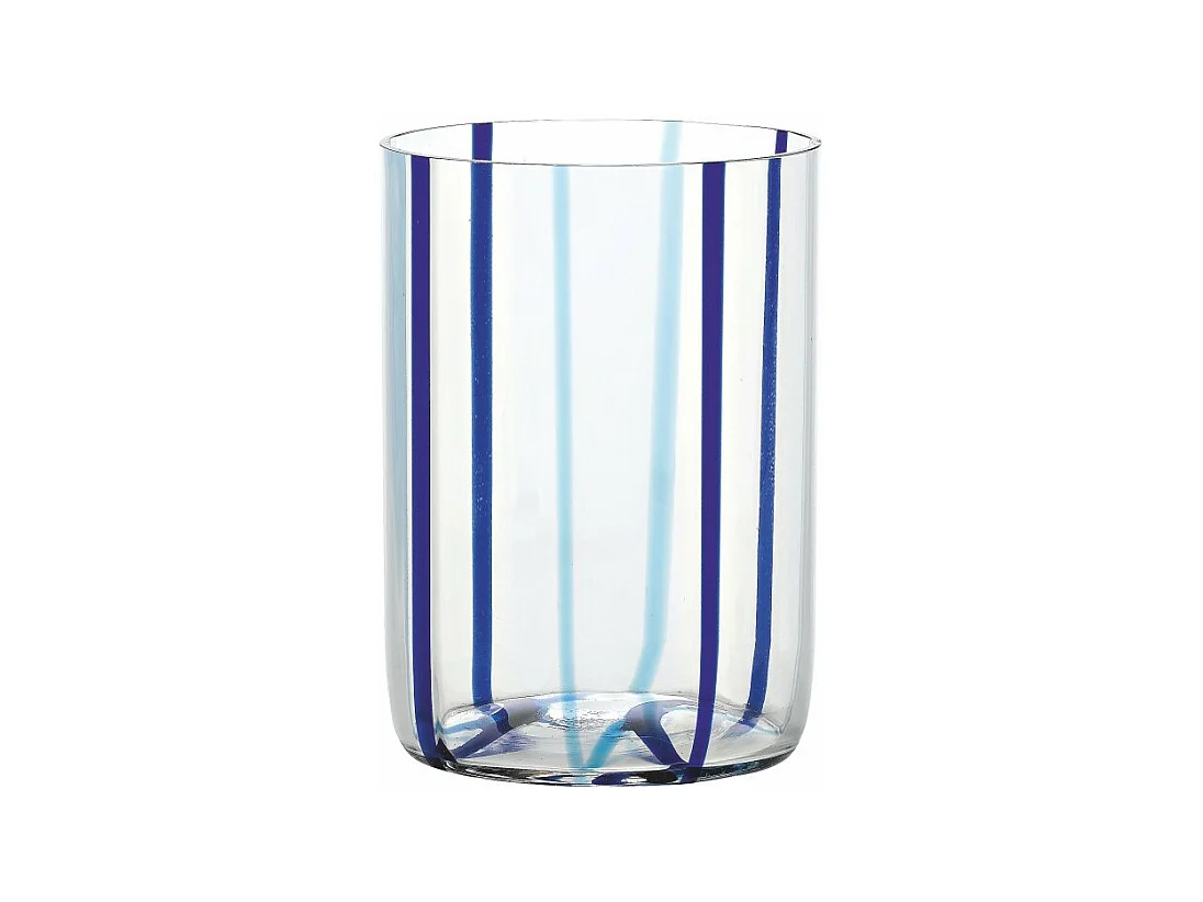 Verre Tirache Zafferano en verre borosilicate bicolore Bleu aigue-marine boîte de 6 pièces