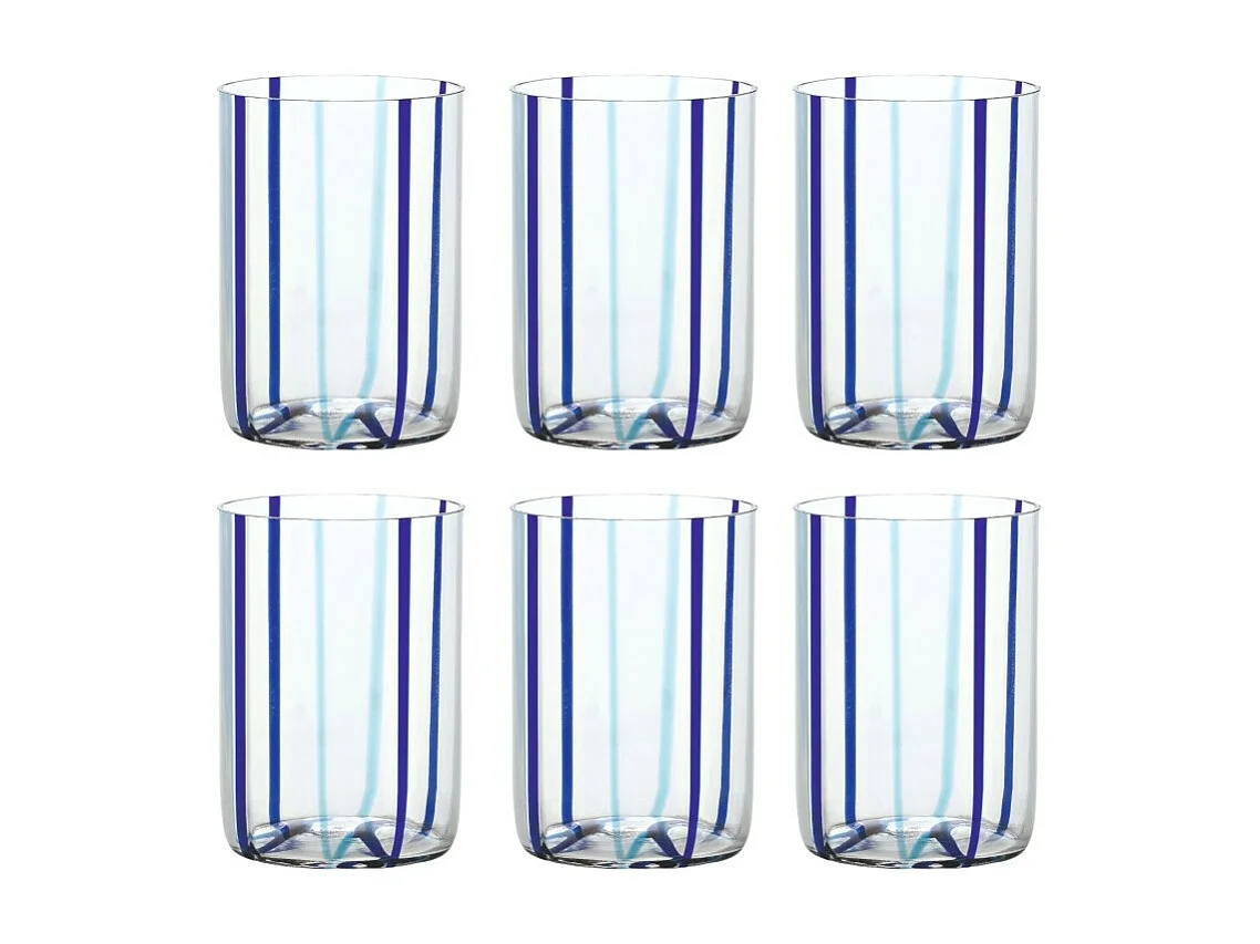 Bicchiere Tirache Zafferano in vetro borosilicato bicolore Acquamarina-blu box 6 pezzi