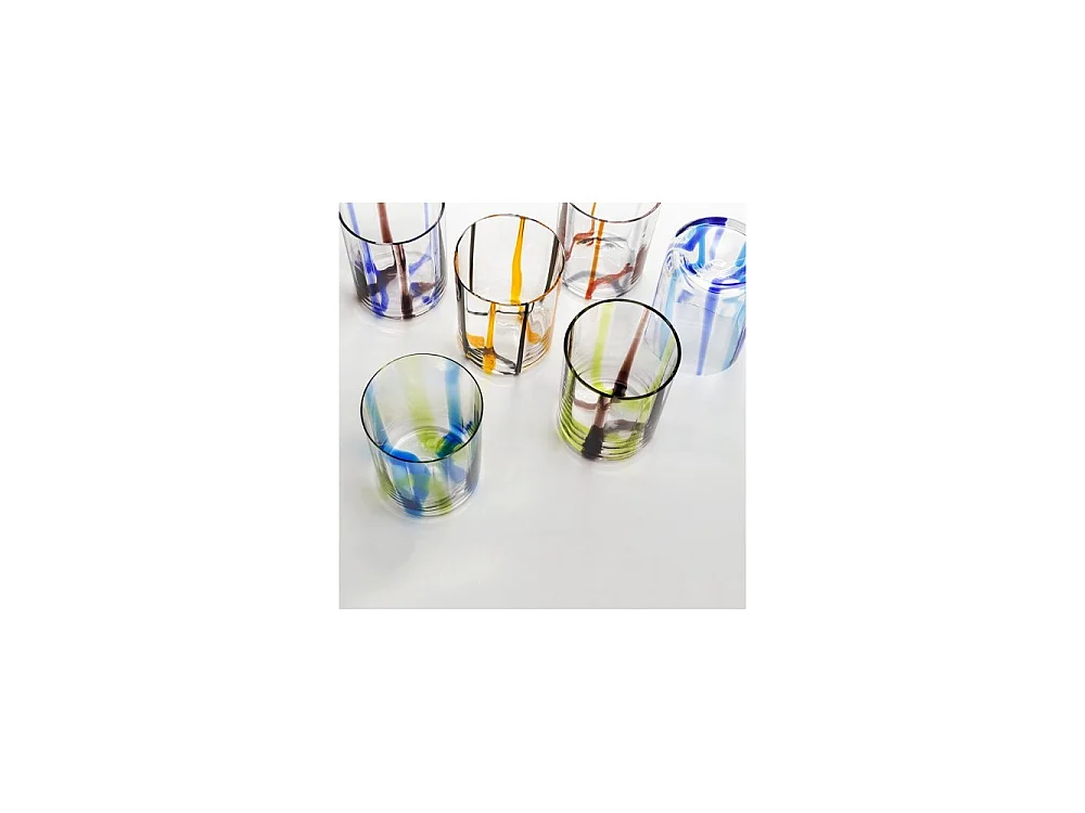 Zafferano -  Tirache Zafferano Glas aus zweifarbigem Borosilikatglas Aquamarinblau, Schachtel mit 6 Stück