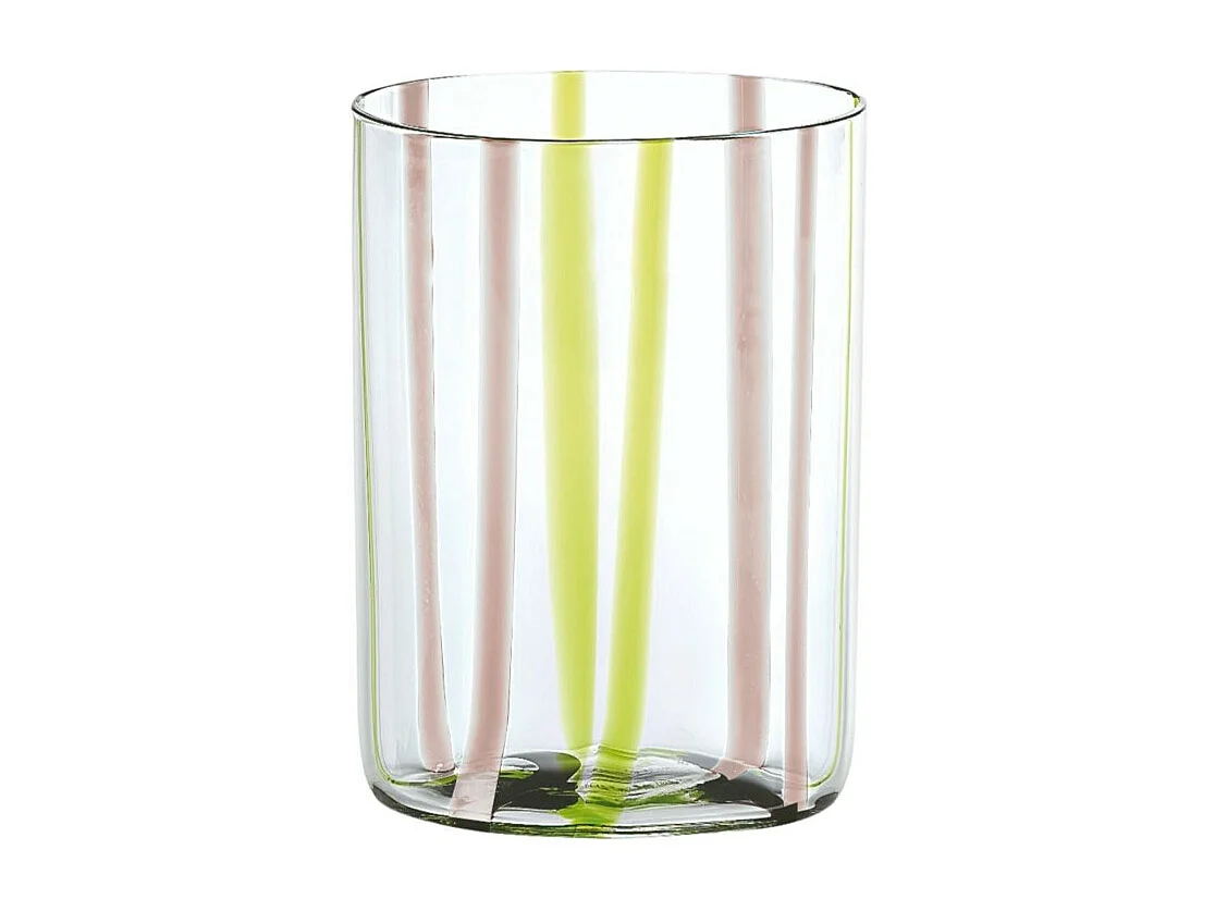 Assortiment de verre Tirache Zafferano en verre borosilicate bicolore Vert-améthyste coffret de 6 pièces