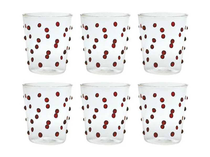 Vaso Zafferano para fiesta, color rojo, 45 cl, juego de 6 piezas