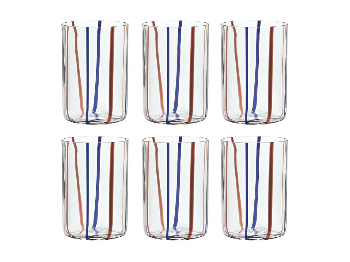 Verre Tirache Zafferano en verre borosilicate bicolore Bleu améthyste boîte de 6 pièces