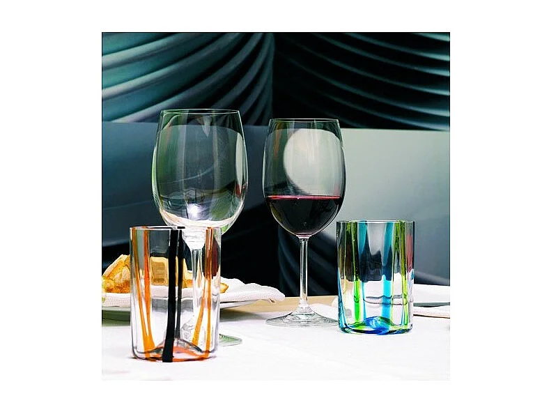Verre Tirache Zafferano en verre borosilicate bicolore Bleu améthyste boîte de 6 pièces
