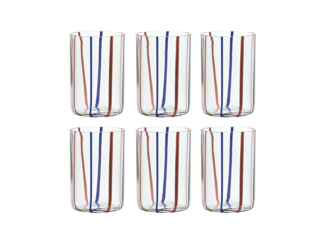 Zafferano -  Tirache Zafferano Glas aus zweifarbigem Borosilikatglas Amethystblau, Schachtel mit 6 Stück