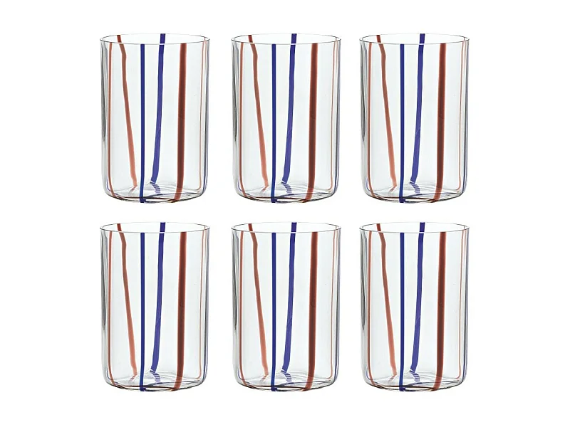 Tirache Zafferano glas in tweekleurig borosilicaatglas Amethistblauw doosje à 6 stuks