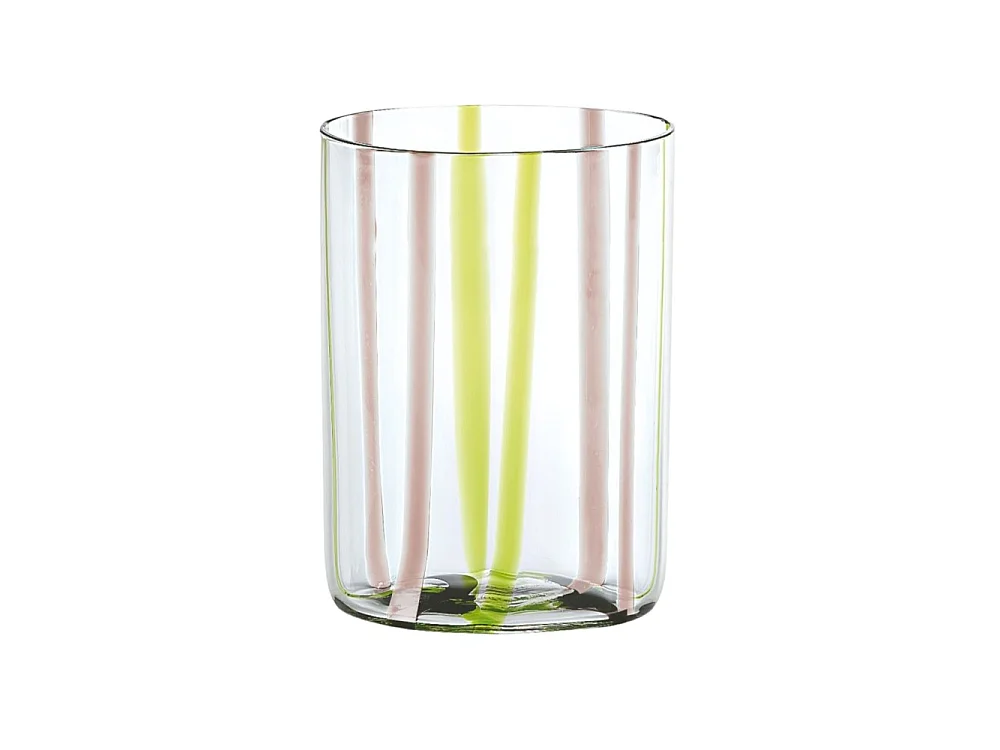 Verre Tirache Zafferano en verre borosilicate bicolore vert-améthyste, boîte de 6 pièces