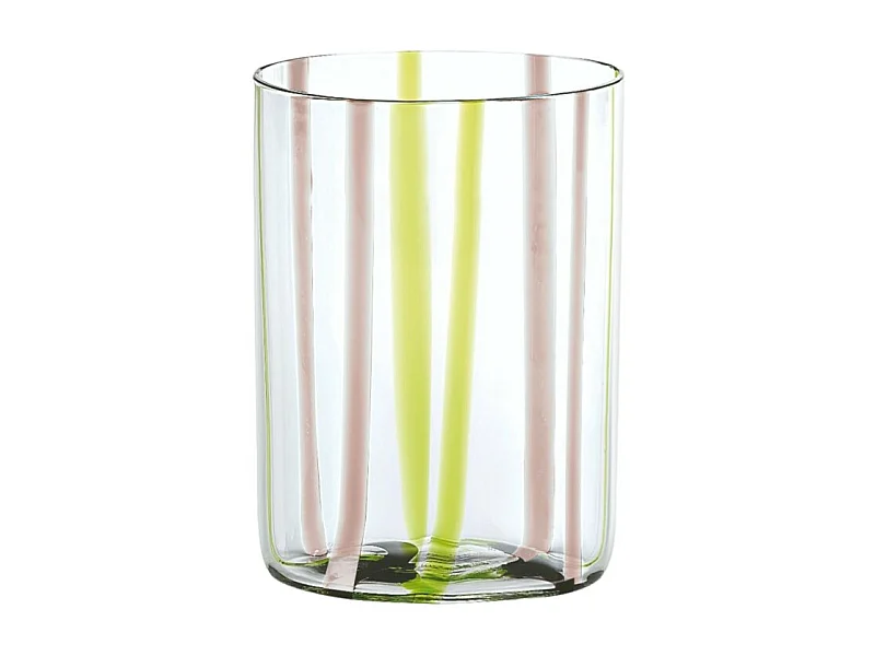 Verre Tirache Zafferano en verre borosilicate bicolore vert-améthyste, boîte de 6 pièces