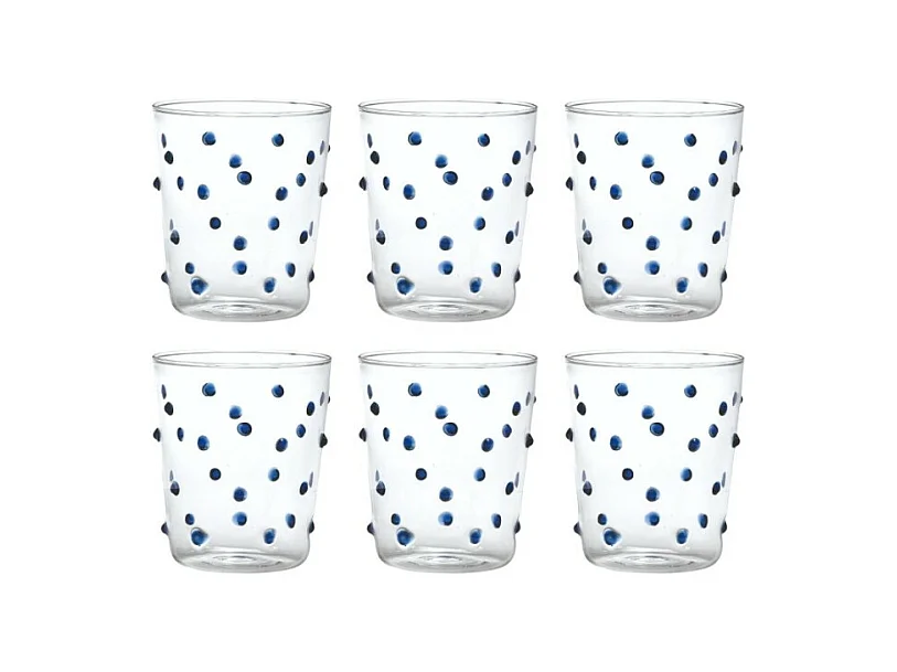 Zafferano Partybeker blauw glas 45 Cl Set van 6 stuks glas