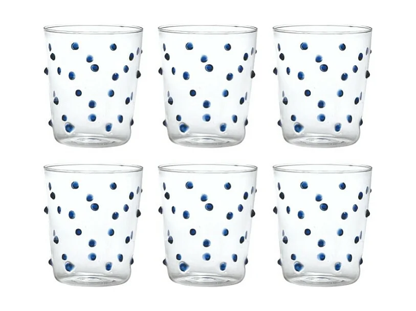 Zafferano Partybeker blauw glas 45 Cl Set van 6 stuks glas