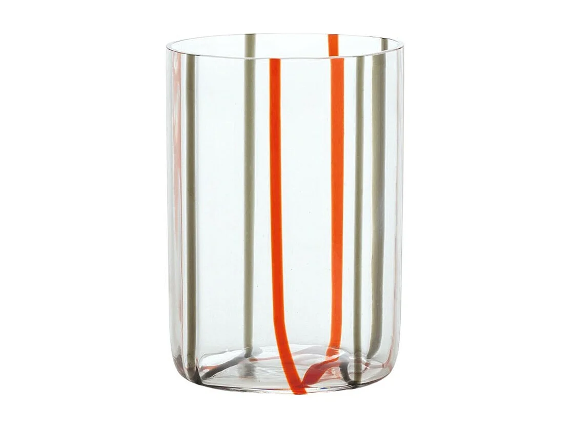 Tirache Zafferano glas in tweekleurig roodgrijs borosilicaatglas, doos met 6 stuks