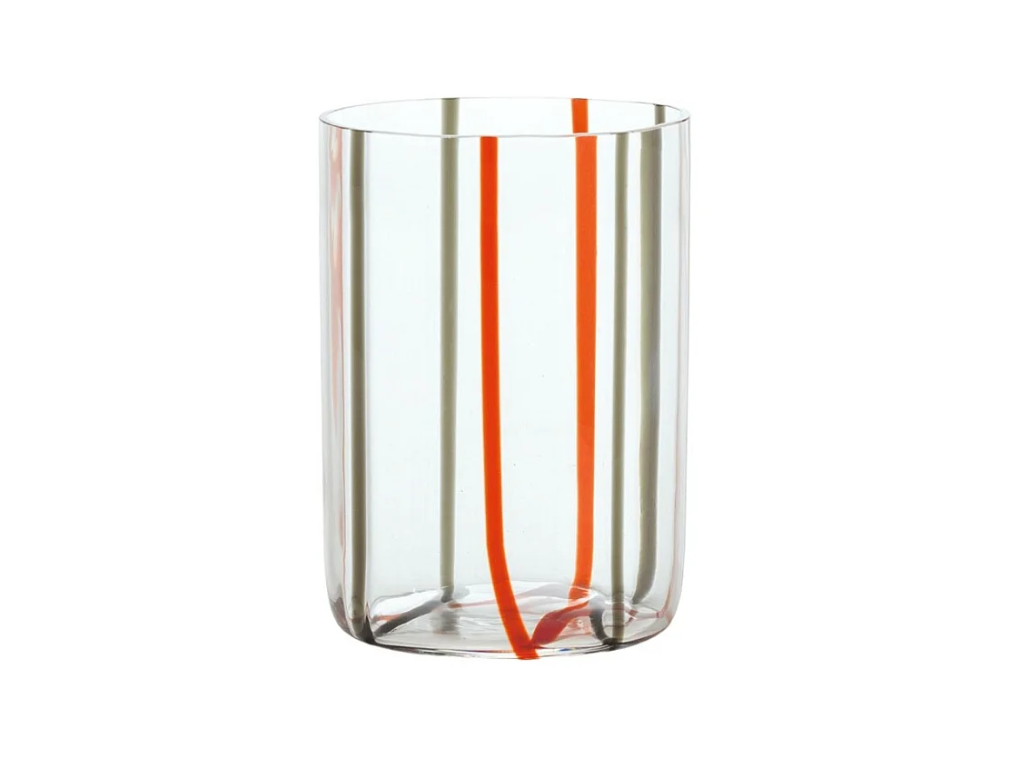 Zafferano -  Tirache Zafferano-Glas aus zweifarbigem rotgrauem Borosilikatglas, Schachtel mit 6 Stück
