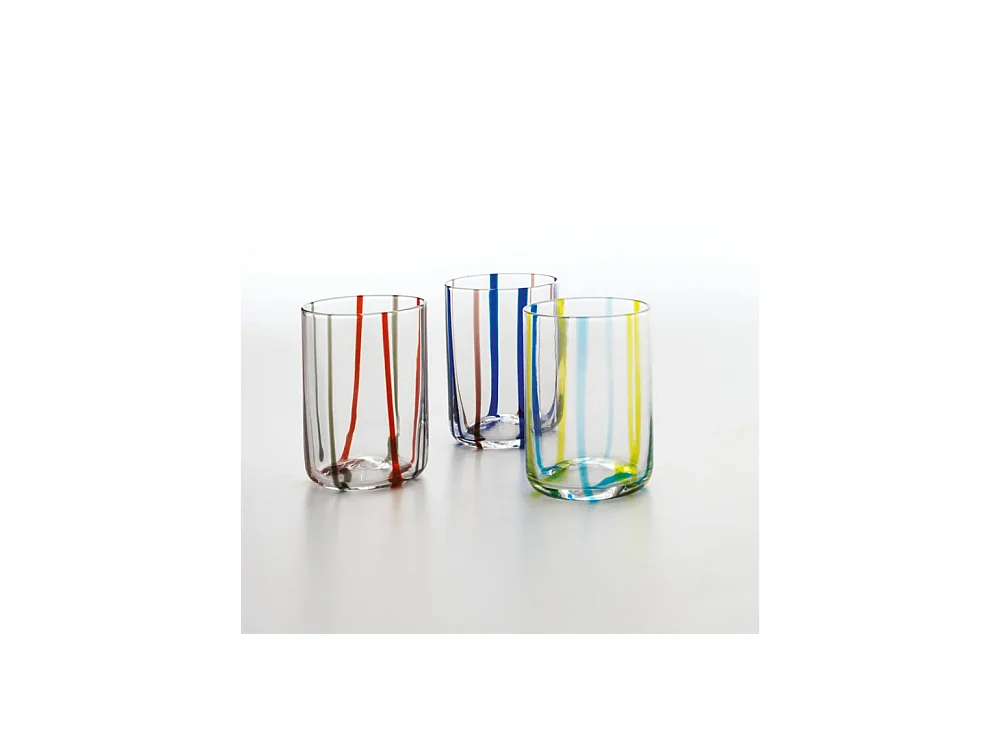 Tirache Zafferano glas in tweekleurig roodgrijs borosilicaatglas, doos met 6 stuks