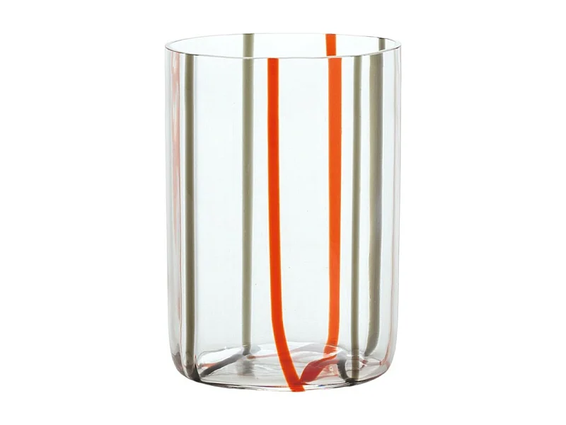 Tirache Zafferano glas in tweekleurig roodgrijs borosilicaatglas, doos met 6 stuks