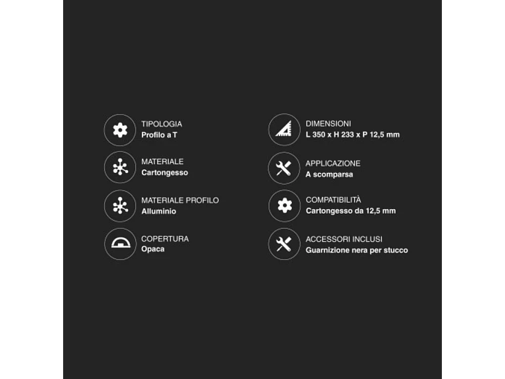 Perfil em T de alumínio integrado para fitas de LED em gesso cartonado oculto