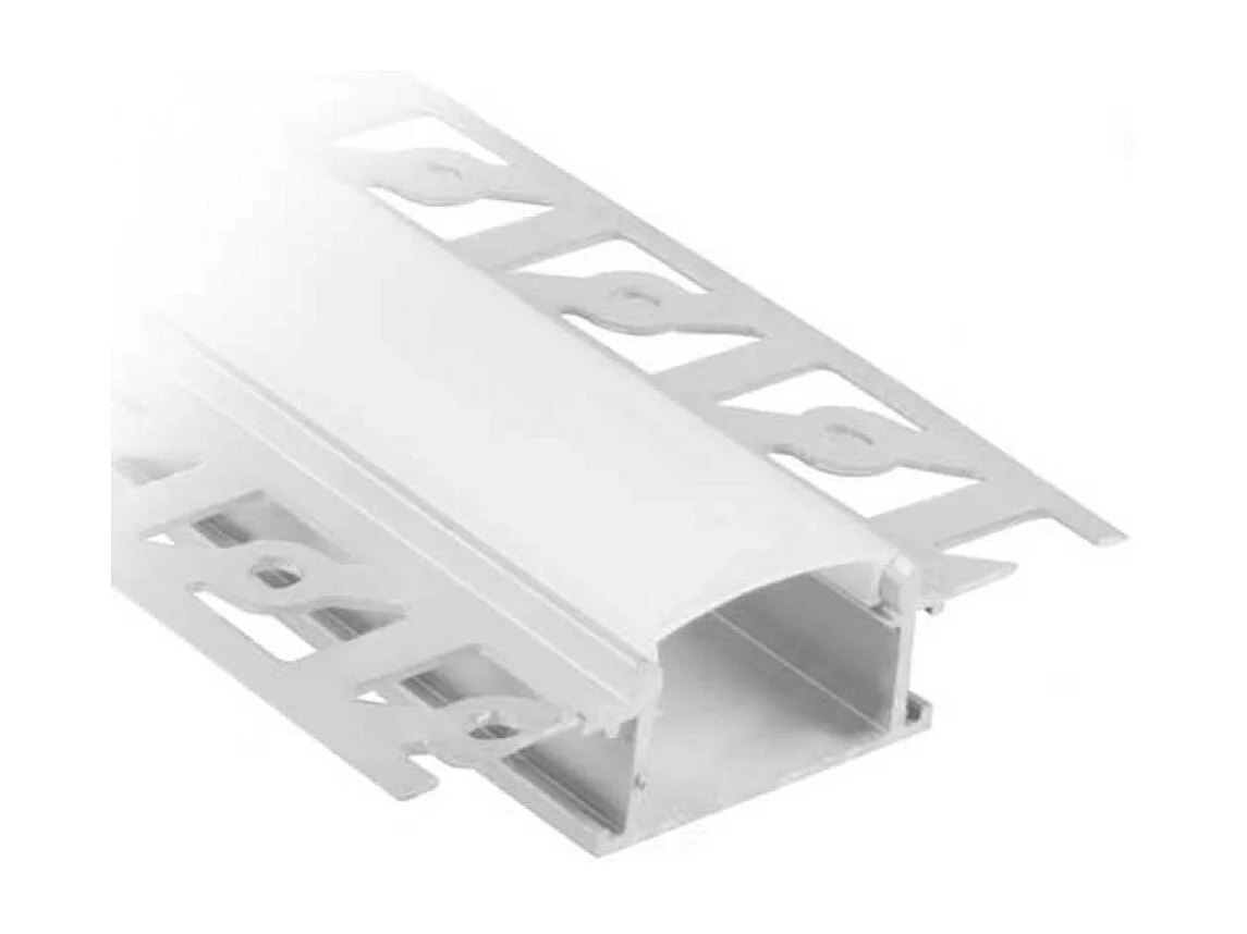 Kit de perfis planos para nivelar em gesso cartonado de 2m com capa acetinada e 2 tampas