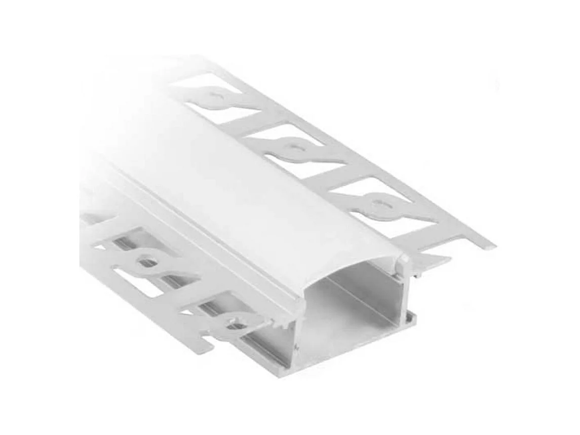 Kit profilé plat à niveler sur plaque de plâtre 2m avec revêtement satiné et 2 capuchons