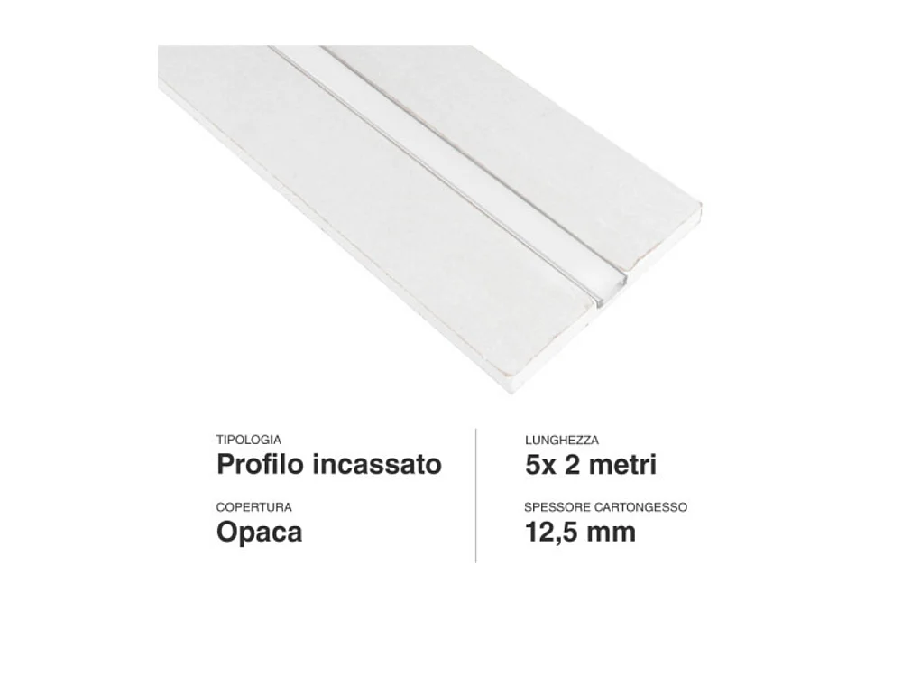 Lot de 5 Profilés LED de 2 mètres Intégrés dans la Plaque de Plâtre Convient aux Bandes LED jusqu'à 12,4 mm